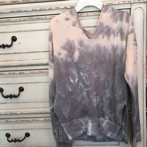 Pink and grey tie dye hoodie.
